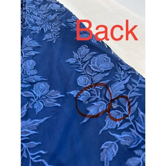 New La Femme Size 14 Lace V Neck A-line Dress Gown - 28053 Navy *rip, stain* - Picture 5 of 16